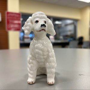 Poodle Dog White Bone China Figurine